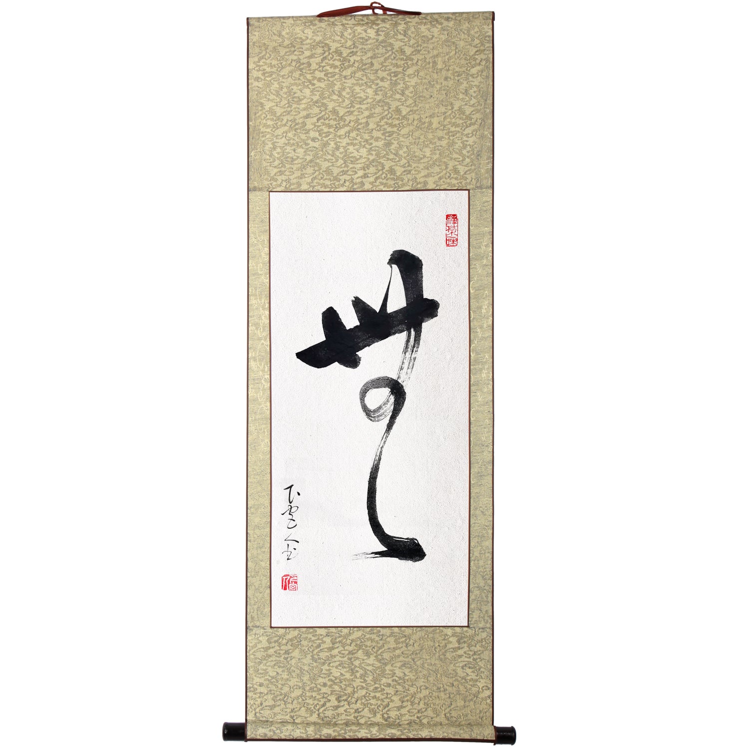 専門ショップ 紙本 一文字書』茶掛け 漁川『魁 掛軸 肉筆 書 a08288 掛け軸 書