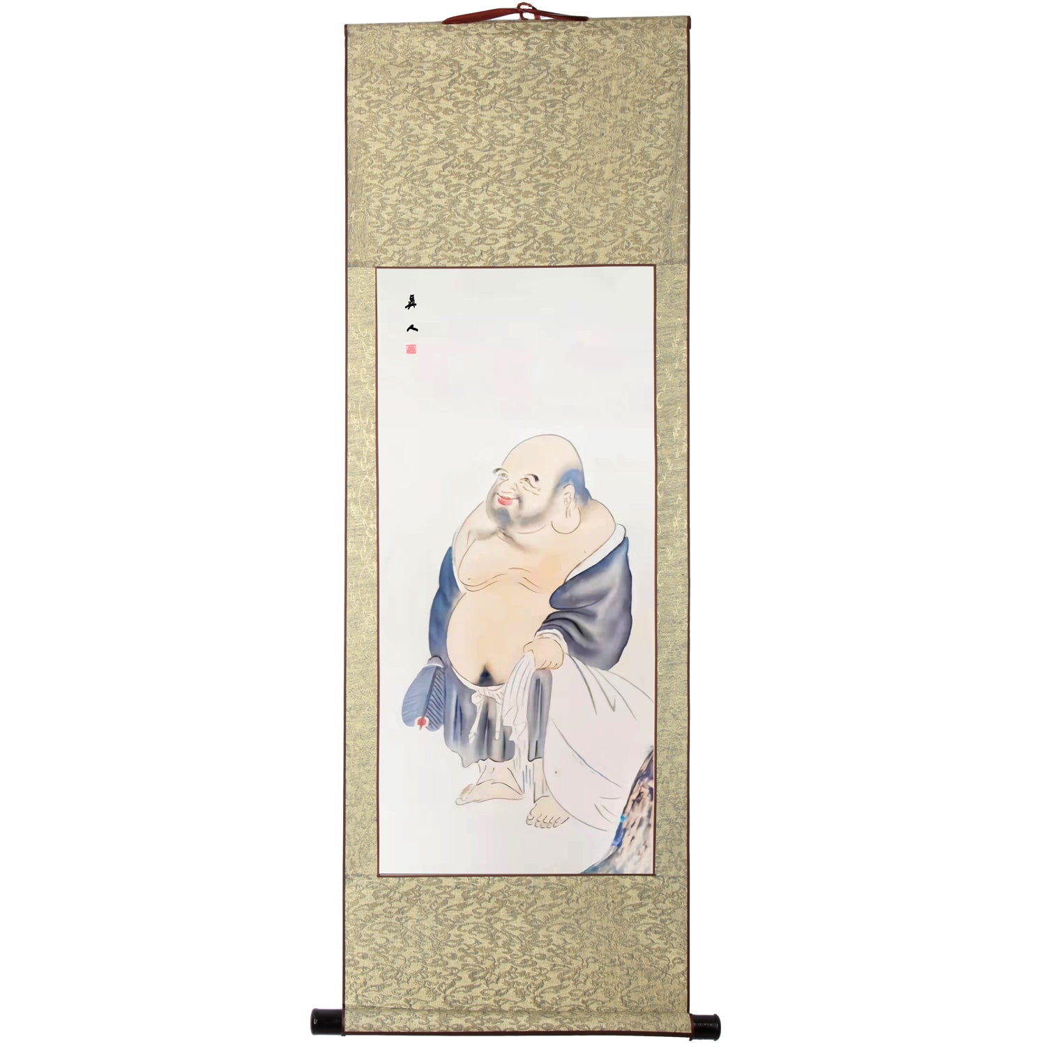 特選品「七福神」 掛軸 版画 紙本 色刷 仏画 仏教美術 掛物 縁起物 紙箱 y91614565 木版画